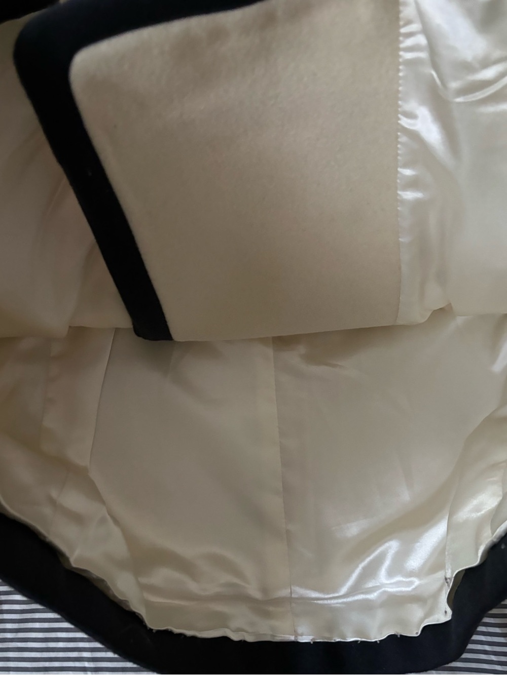 J. Crew 2012 Wool Cream Double-Breasted Peacoat with Black Trim - Picture 3 of 9